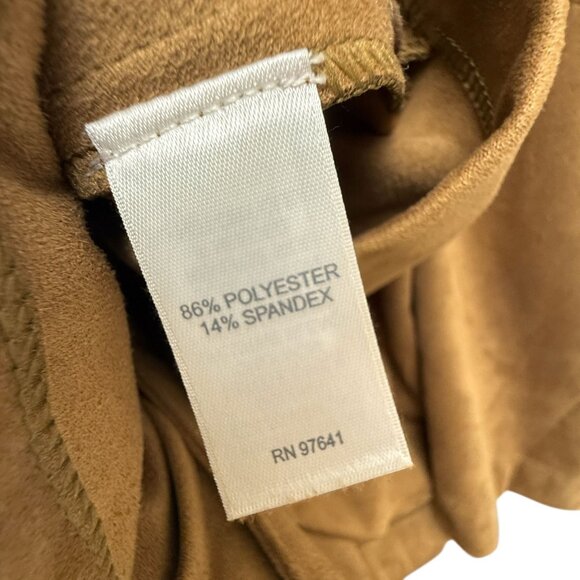 J. JILL Faux Suede Moto Jacket Medium Brown Stretch Zip Front Western Biker - Picture 10 of 10